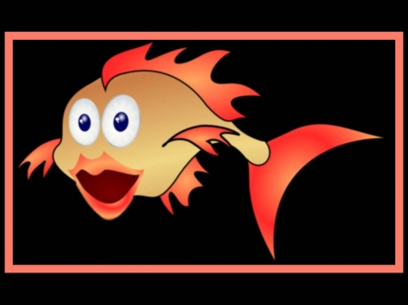 Orange Flamed Finned Fish - Cute, Silly, Funny, Fish