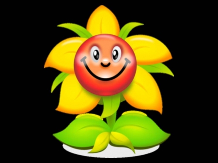 Funny Smilie Face Flower 3 - Cute, Funny, Yellow, Black, Smilie, Orange, Flower