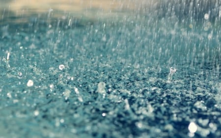 Raindrops - hit the ground, raindrops, blue, rain