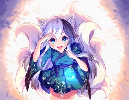 Anime girl Wallpaper Custom 3D Fox Girl Wallpaper Hand-painted Wall Mural  Kids Bedroom Living room