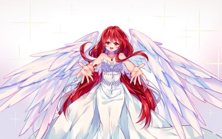 Angel - anime, girl, angel, pink, manga, white, redhead, wings, hyanna natsu