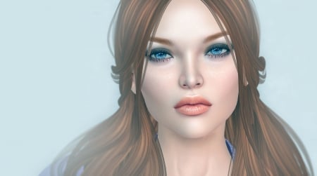 Beauty - woman, rendering, girl, beauty, face, luminos, blue eyes