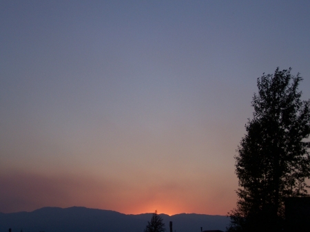 Smoky Sunset, Teton Valley, Idaho - sunsets, fires, mountains, sky