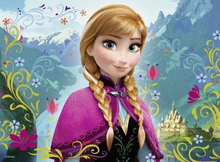 Anna - nna, pink, frozen, girl, blue, fantasy, movie, princess, luminos, disney