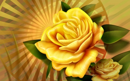 Yellow Rose FC - love, wide screen, beauty, rose, painting, art, yellow, floral, beautiful, artwork, romance, flower