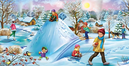 Big and small - winter, fantasy, children, snow