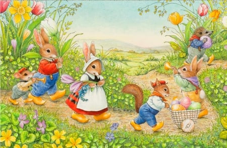 Easter parade - easter, bunnies, animal, holiday