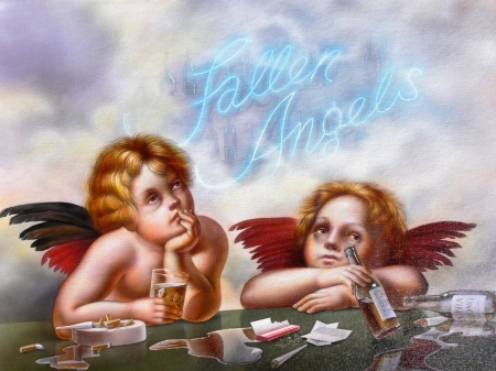 Fallen angels - funny, fantasy, angels, abstract