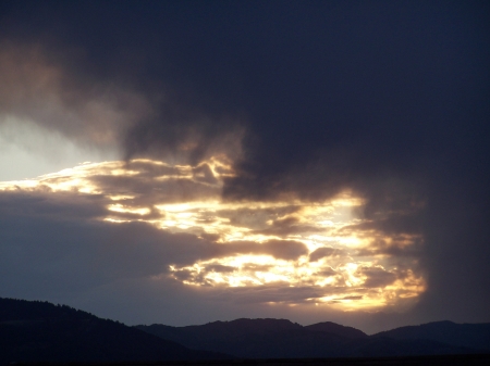 Smoke clearing: Teton Valley, Idaho - Mountains, Clouds, Firefighting, Sky, Sunsets