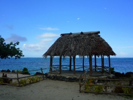 Samoa Beach Fale - sand, sky, south pacific, water, sea