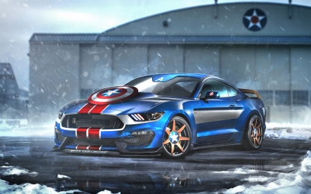 Captain America Ford Mustang - Ford, 2016, fast, car, America, Captain, Mustang