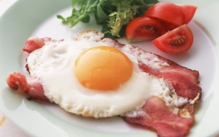 Breakfast - breakfast, bacon, food, tomato, egg, lettuce