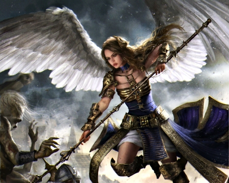 Shilkniel - legend of the cryptids, game, girl, anotherwanderer, feather, angel, shilkniel, white, woman, wings, art, luminos