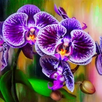 Purple orchids art