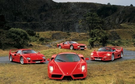 A Herd of Red Ferraris