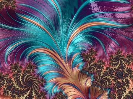 A Feather to Tickle your Fancy - Vibrant, Beautiful Colors, Fractal, Alluring, Vivid