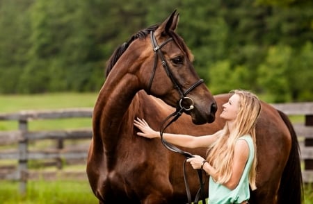 Kiss Me Baby.. - women, fun, female, fashion, models, western, fence, girls, cowgirl, style, outdoors, horses, blondes, ranch