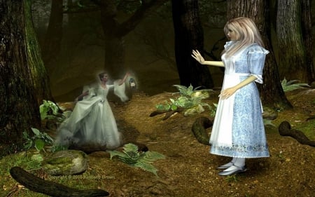 Alice Wonderland forest - art private design, forest, enchanted, world, wonderland