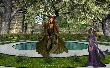 Castle gardens  Poser Create scenic - mystic lady, gardens, scenic, Poser art, castle