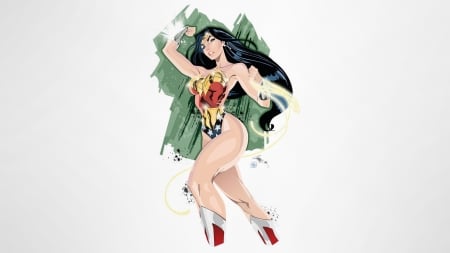 Wonder Woman - illustration, dc comics, comics, gray background, superheroes, wonder woman