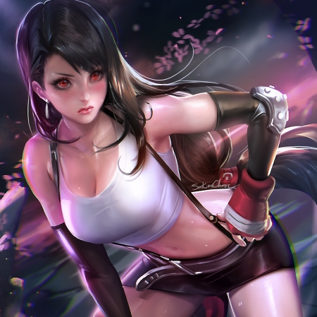 Tifa Lockhart - ffvii, female, long hair, final fantasy, gorgeous, tifa lockhart, hd, video game, tifa, game, realistic, serious, beautiful, hot, girl, beauty, lockhart, black hair, sexy