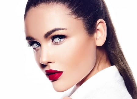 Beauty - face, white, red, beauty, model, lips, girl, woman