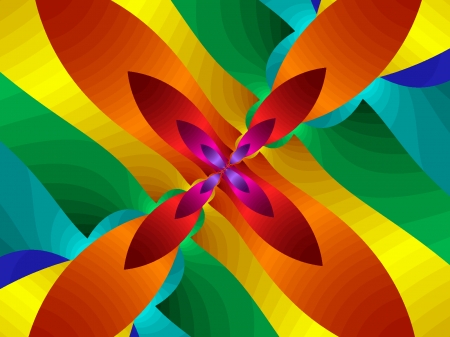 4Petal Flowers - VIVID, CONTRASTING, COLOR, BRIGHT, Mind Boggling Fractals, FRACTALS, HUE, SIMPLE, MINIMALISTIC, ABSTRACT