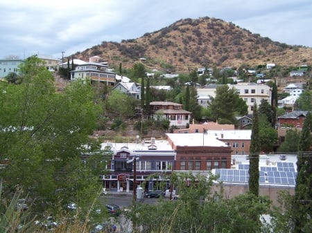 View of Bisbee, Arizona - coffee, mining, historical, desert, mountains, tourism, antiques