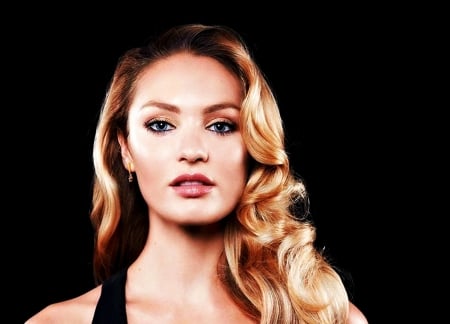 Candice Swanepoel - black, woman, model, girl, blonde, Candice Swanepoel, face