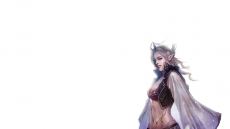 Unicorn girl - elf, game, fantasy, white, girl, unicorn