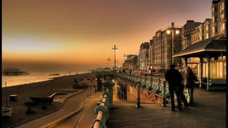 Sunset Boulevard - sea, cityscape, buildings, sky