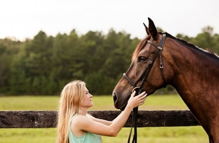 You're So Cute.. - women, fun, female, fashion, models, western, fence, girls, cowgirl, style, outdoors, horses, blondes, ranch