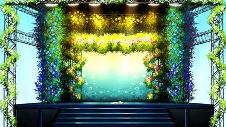 Scene - anime, yellow, blue, scene, flower, manga, green, matsuda toki, luminos