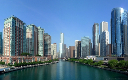 Chicago - city, houses, chicago, river