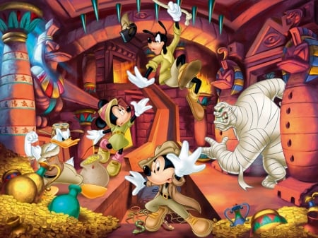 Mickey Mouse and the treasure - animation, cartoon, mummy, mickey, treasure, mouse, disney