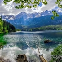 Tranquil mountain lake