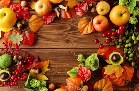 Autumn Still Life - grapes, Autumn, apples, food, harvest, leaves