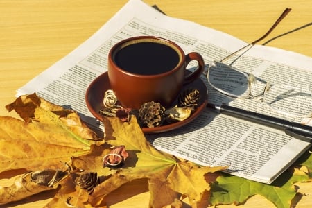 Autumn Still Life 2 - photography, leaves, autumn, coffee