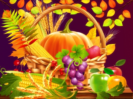 Harvest Time - Harvest, Autumn, Basket, Fruits