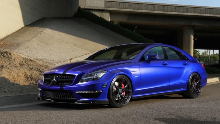 Satin Blue Vorsteiner Mercedes-AMG CLS63 - amg, black rims, sporty, blue