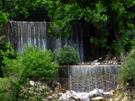 WATERFALL - nature, water, vegetation, rocks