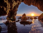 sunset in a cave