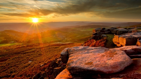 Valley at sunset - rock, sunset, nature, sky