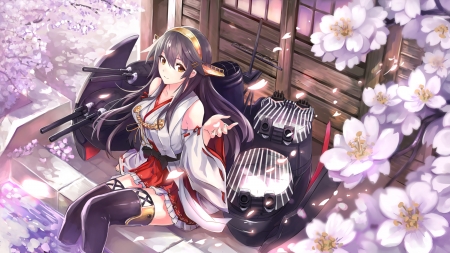 kantai collection - flowers, kantai collection, kongou, sakura flowers