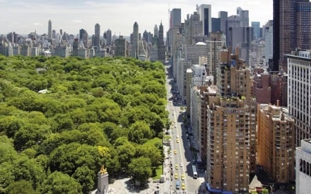 New York, Central Park - new york, central park, street, skyscrapers