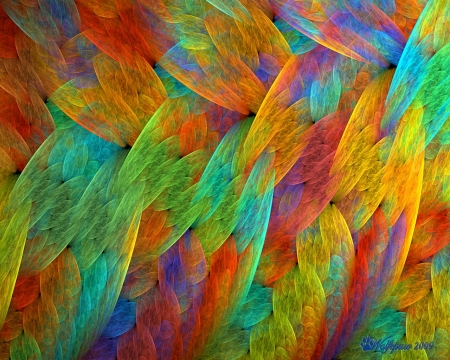 feathers - abstract, coloes, feathers, rainbow