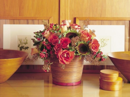 FLOWERS - bowls, abstract, flowers, still life