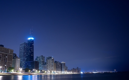 Cityscape - river, night, city, architecture, water, cityscape, buildings, lights