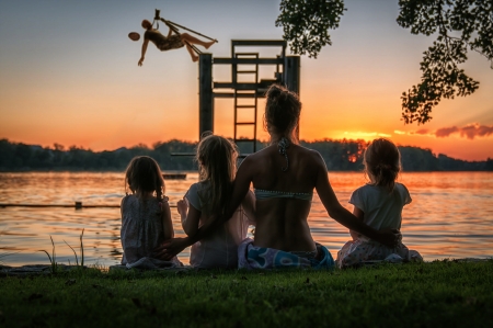 Bye-Bye Summer ~ the truth - the truth, girl, mother, water, sunset, funny, photographer, children, john wilhelm, orange, sea, bye bye summer