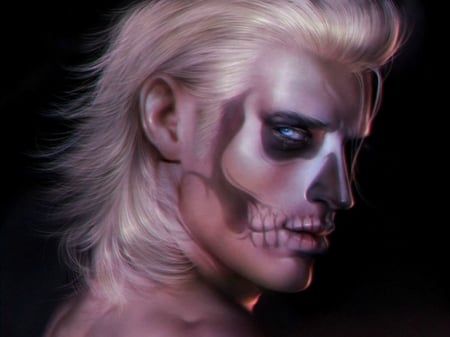 Death man - death man, portrait, black, zeilyan, halloween, blonde, guy, art